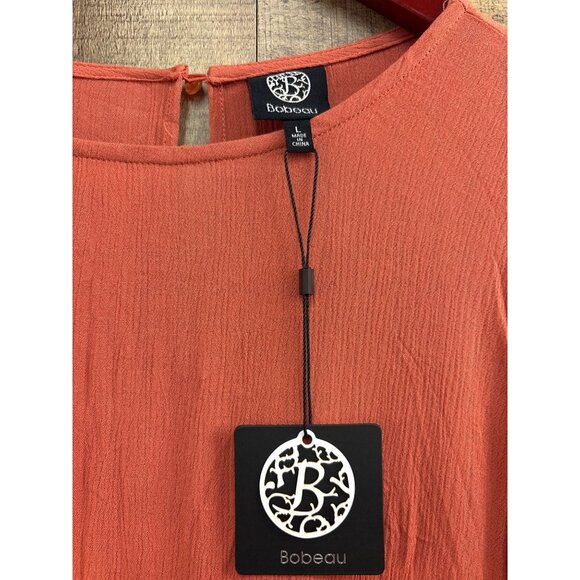 Bobeau Womens Long Sleeve Peasant Top With Crochet Trim In Rust Size L 100% Rayo - Picture 3 of 8